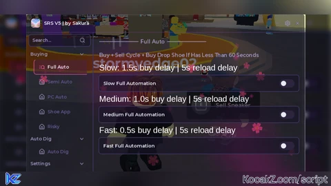 srs auto buy and auto sell with auto dig