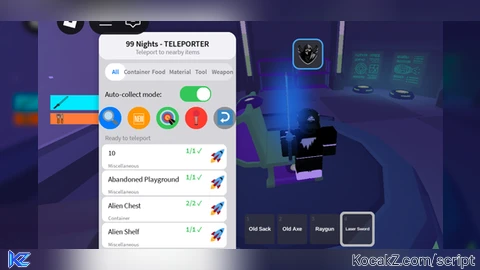 99 Nights Teleport To Items After Bring items Patched