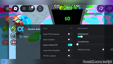 Tycoon script auto collect money and auto kill players