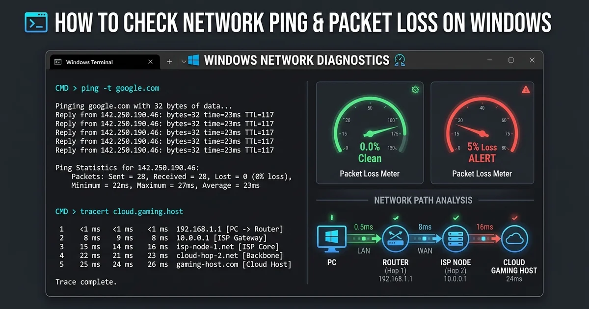 How to Check Network Ping and Packet Loss on Windows