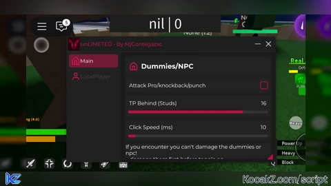unLIMETED Script Keyless Auto Attack