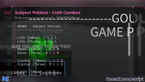 Subject Potion Sheet