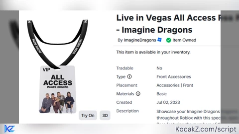 Live in Vegas All Access Pass  Imagine Dragons AUTO GET ITEM